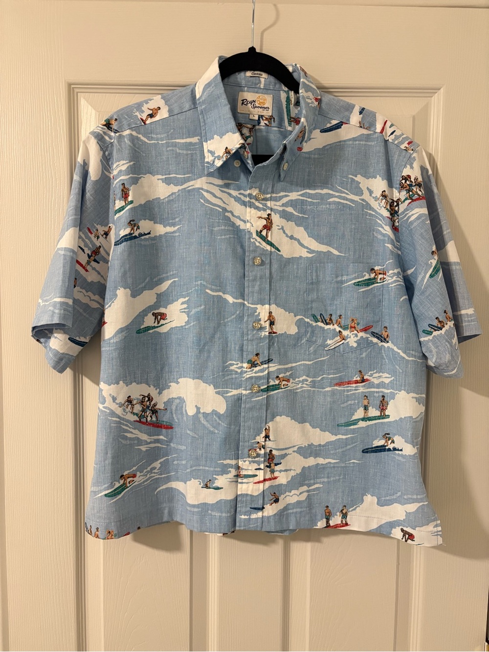 Reyn Spooner Men’s Summer Of ‘66 Aloha Tropical Hawaiian Shirt Surf Waves Size L